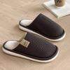 New Striped Cotton Slippers Winter Couple Home PU Waterproof Velvet Warm Non-slip Floor Slippers