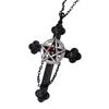 Gothic Dark Five-pointed Star Cross Relief Pattern Red Zircon Pendant Necklace for Women Men Hallowmas Punk Fashion Jewelry Gift