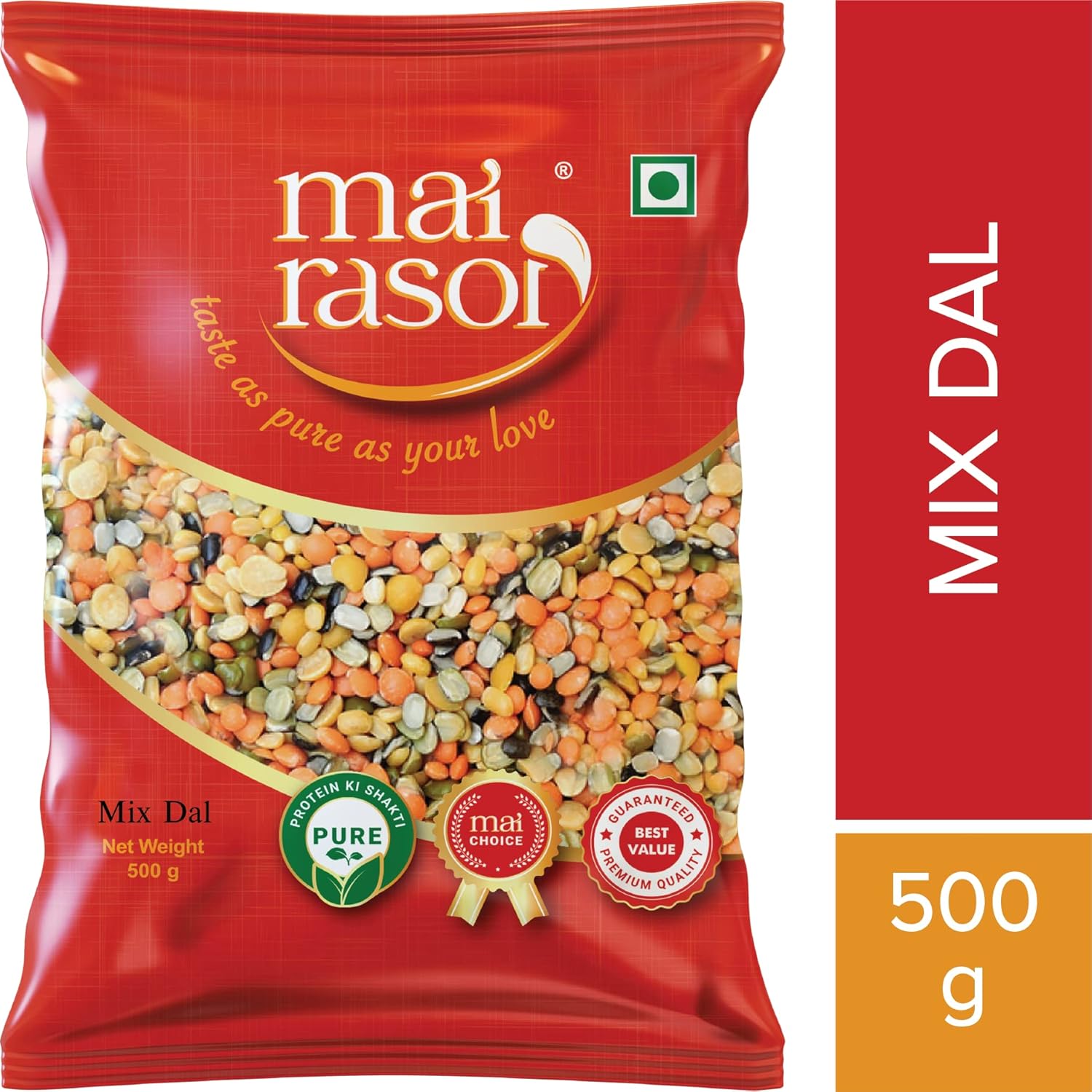 MAI RASOI Unpolished Mix Dal 500 g Pouch Pack Of 1 Premium Multi Lentil Blend For Everyday Home Cooking Kitchen Use