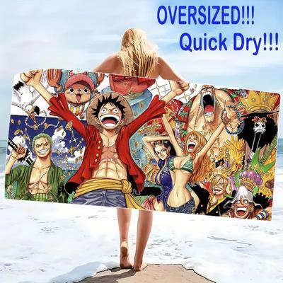 Luffy Zoro Anime Print Beach Towel, Large Soft Quick Dry Towel for Beach Camping Swimming