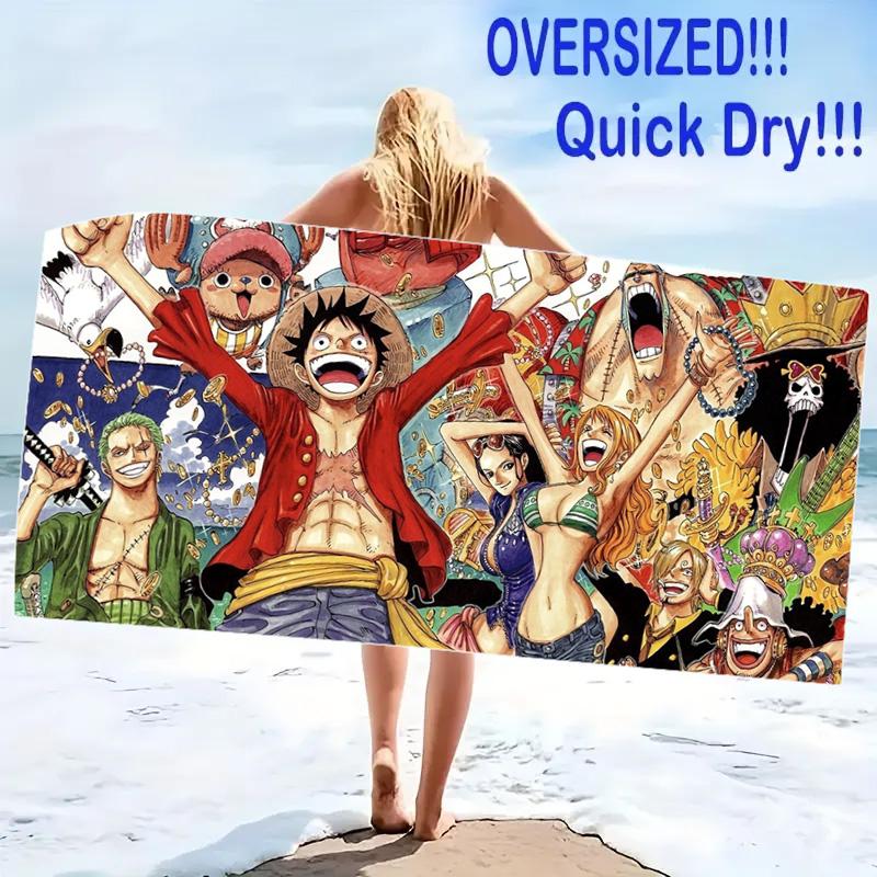 Luffy Zoro Anime Print Beach Towel, Large Soft Quick Dry Towel for Beach Camping Swimming