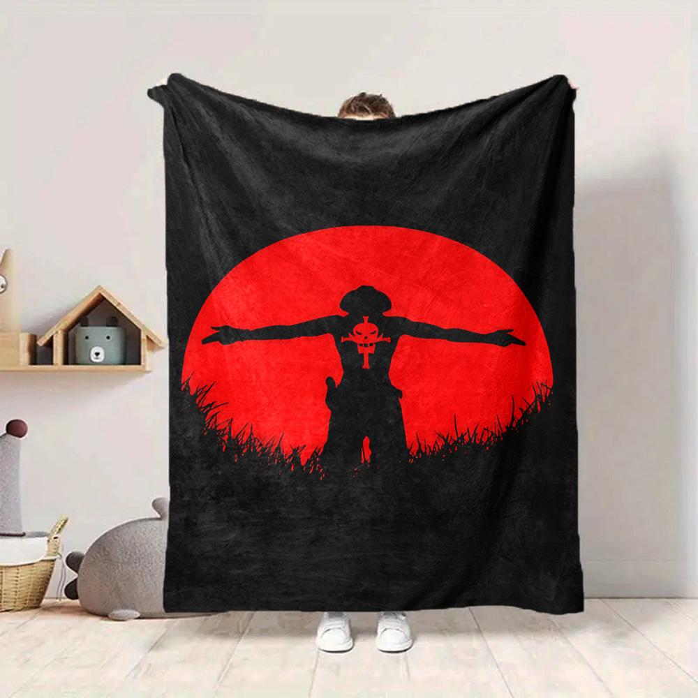 1pc ONE PIECE Ace Flannel Throw Blanket HD Printed Lightweight Soft Warm All Season Blanket for Sofa, Bed, Travel, Camping Machine Washable