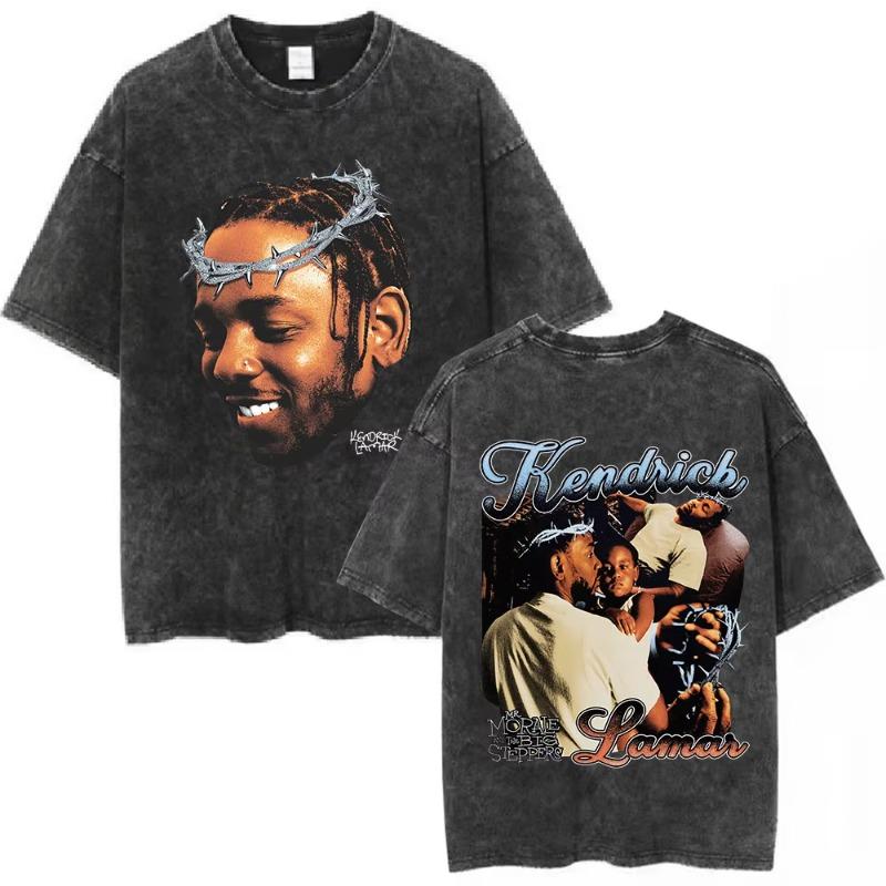 Rapper Kendrick Lamar T Shirt Mr Morale & The Big Steppers Graphic T-shirt Men's Hip Hop Vintage Washed Short Sleeve T-shirts