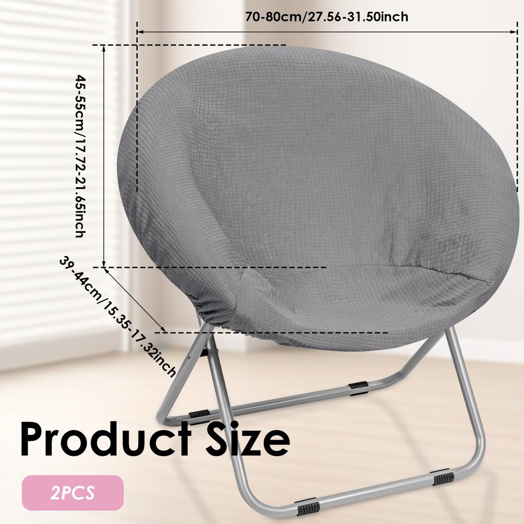 2Pcs Saucer Chair Cover Polyester High Elastic Round Moon Chair Protector Full Coverage Sofa Cushion Cover Furniture Decoration