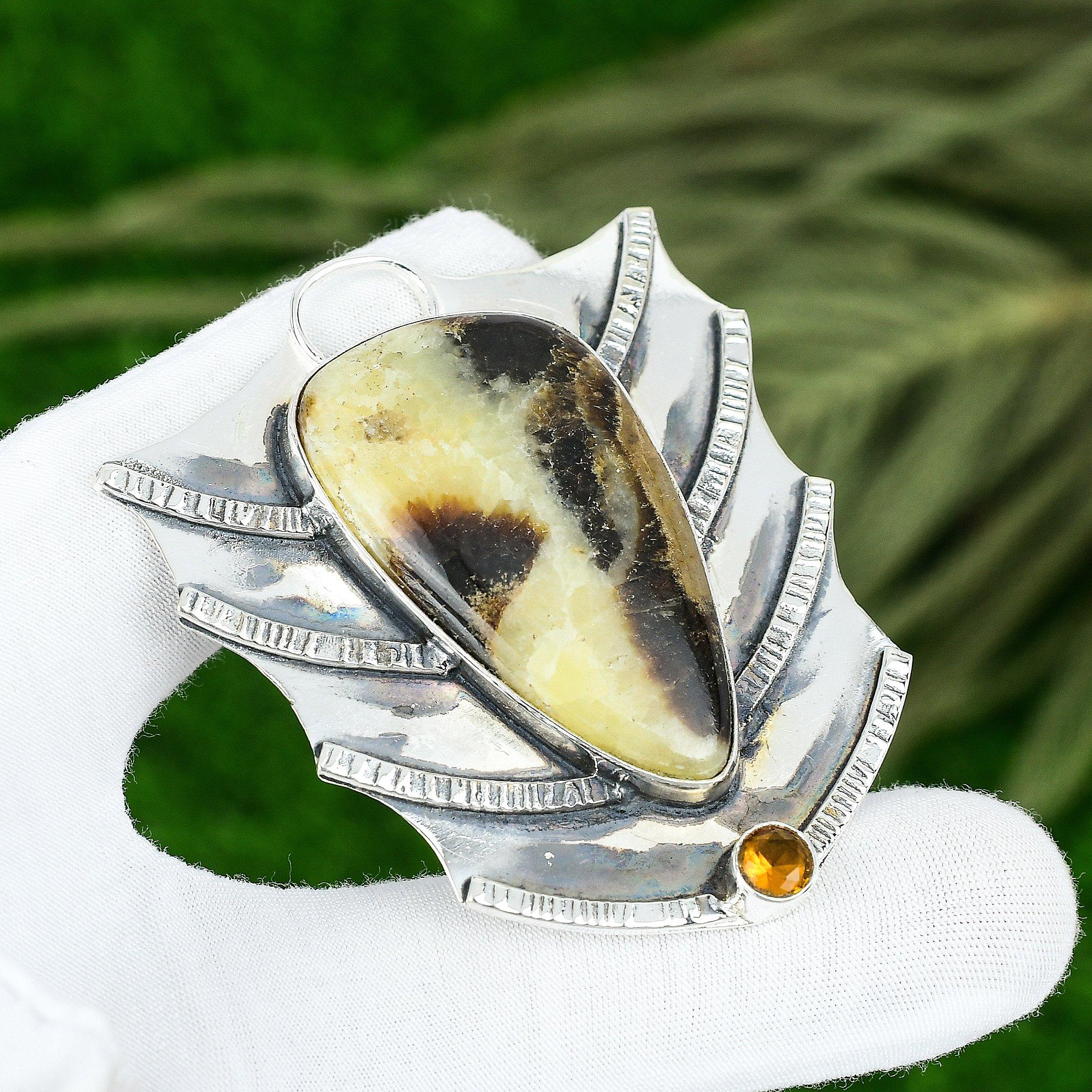 

Gift For Women Jewelry Pendant 925 Sterling Silver Natural Septarian Gemstone