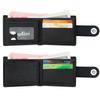 Men Leather Wallet RFID Blocking Bifold Short Wallet Card Holder Coin Pocket Button Closure Vintage Patchwork Purse