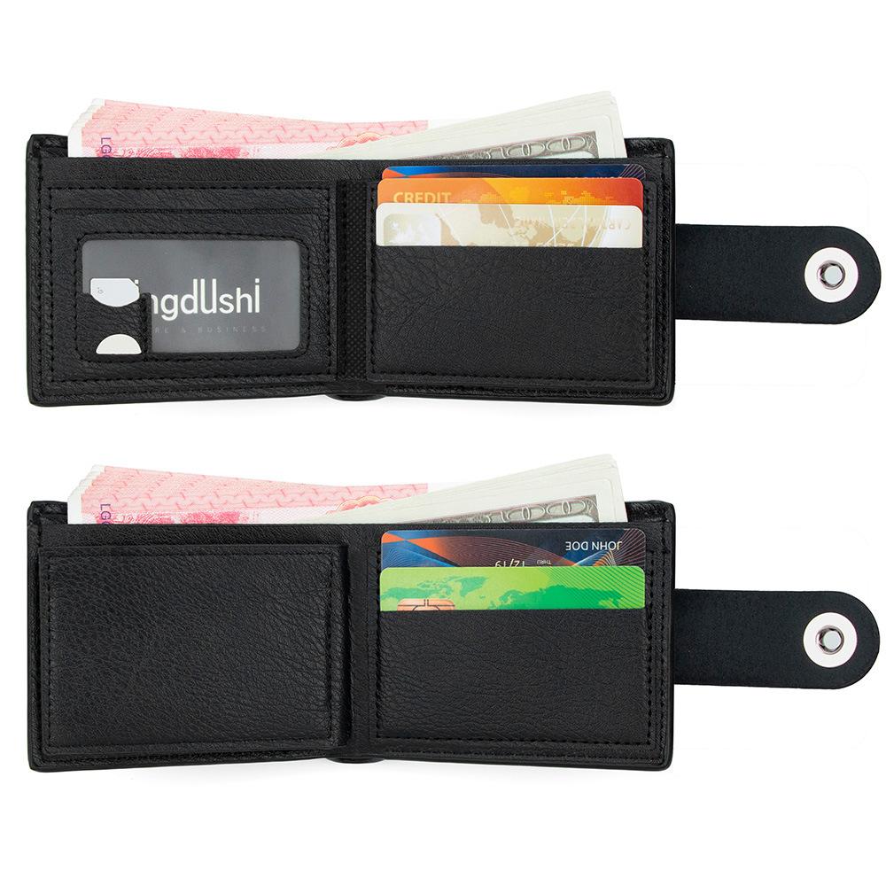 Men Leather Wallet RFID Blocking Bifold Short Wallet Card Holder Coin Pocket Button Closure Vintage Patchwork Purse