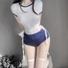 Women Role for Play Lingerie for Female See Through Bodysuit School Girl Costume Hollow Temptation Open Crotch Unif