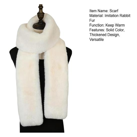 Imitation Rabbit Fur Scarf Solid Color Versatile Design Thickened Warm Scarf Cold Weather Fashion Accessories