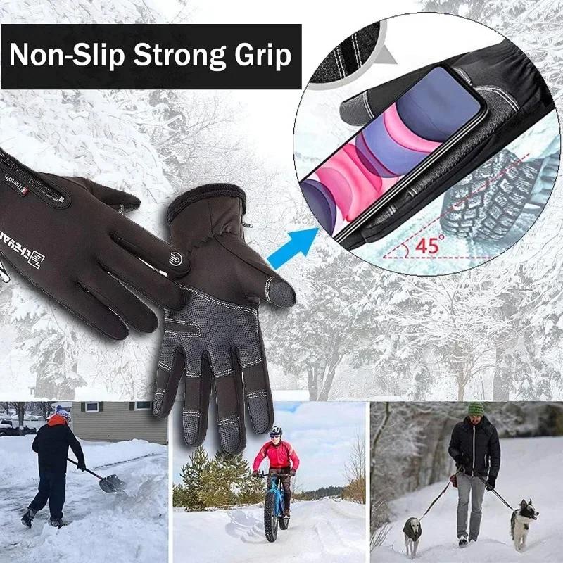 Winter Motorcycle Gloves for Men Women Touchscreen Waterproof Thermal Snow Gloves Bike Ski Gloves for Cycling Hiking Outdoor