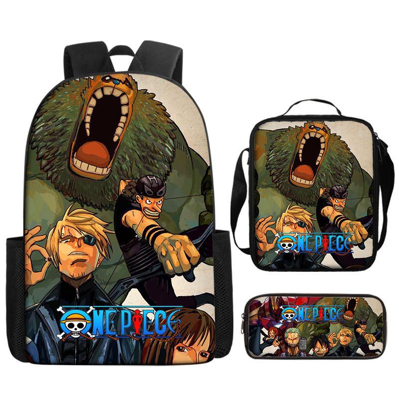 One Piece Piece Anime School Backpack With Air Cushion Straps And Durable Material For Children