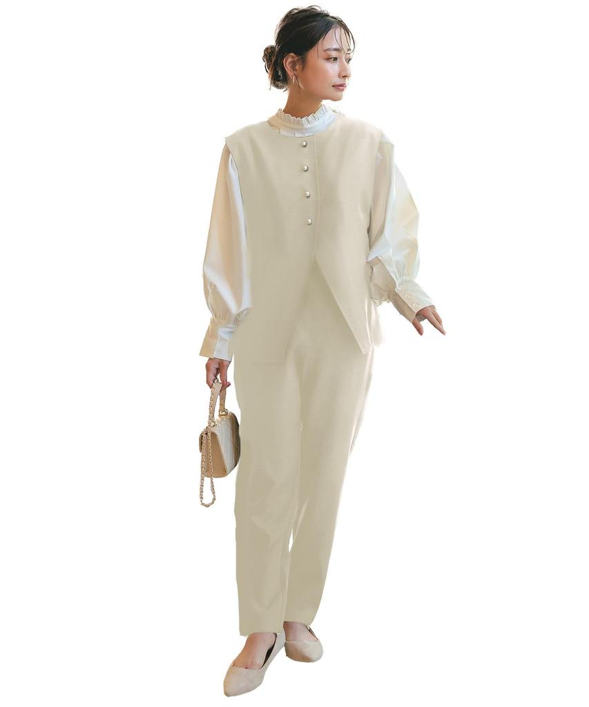 Suit for Entrance Graduation Ceremony [Kobe Lettuce] [Petit Le] Women, 3-piece Ceremony, Formal, Set-up, Ceremony, [X471] S, Tapered, Off-white