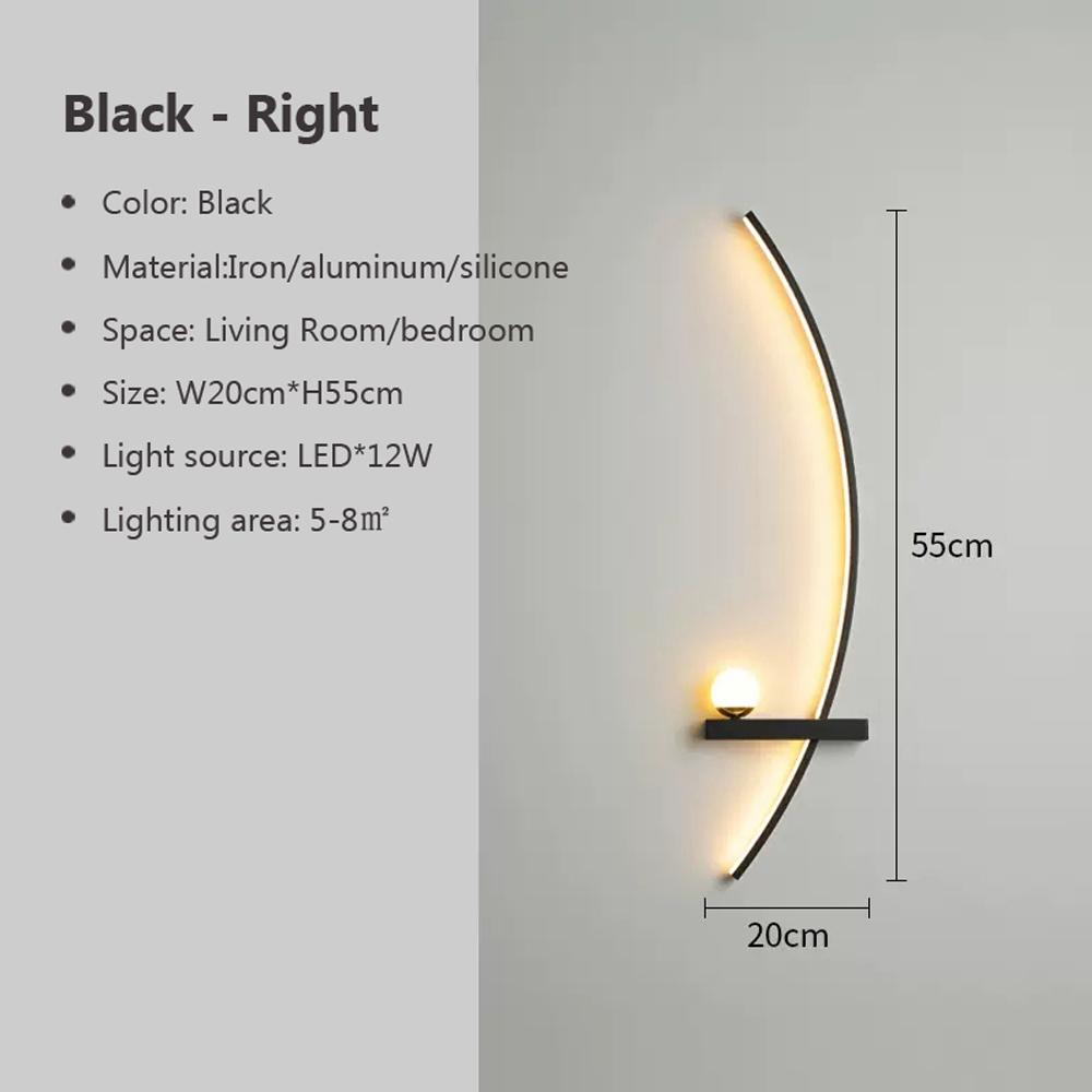 

Modern LED Wall Lamp Moon Symmetry Black For Living Room Bedroom Bedside Corridor Hotel Indoor Decorative Lighting Fixtures Warm white-No RC