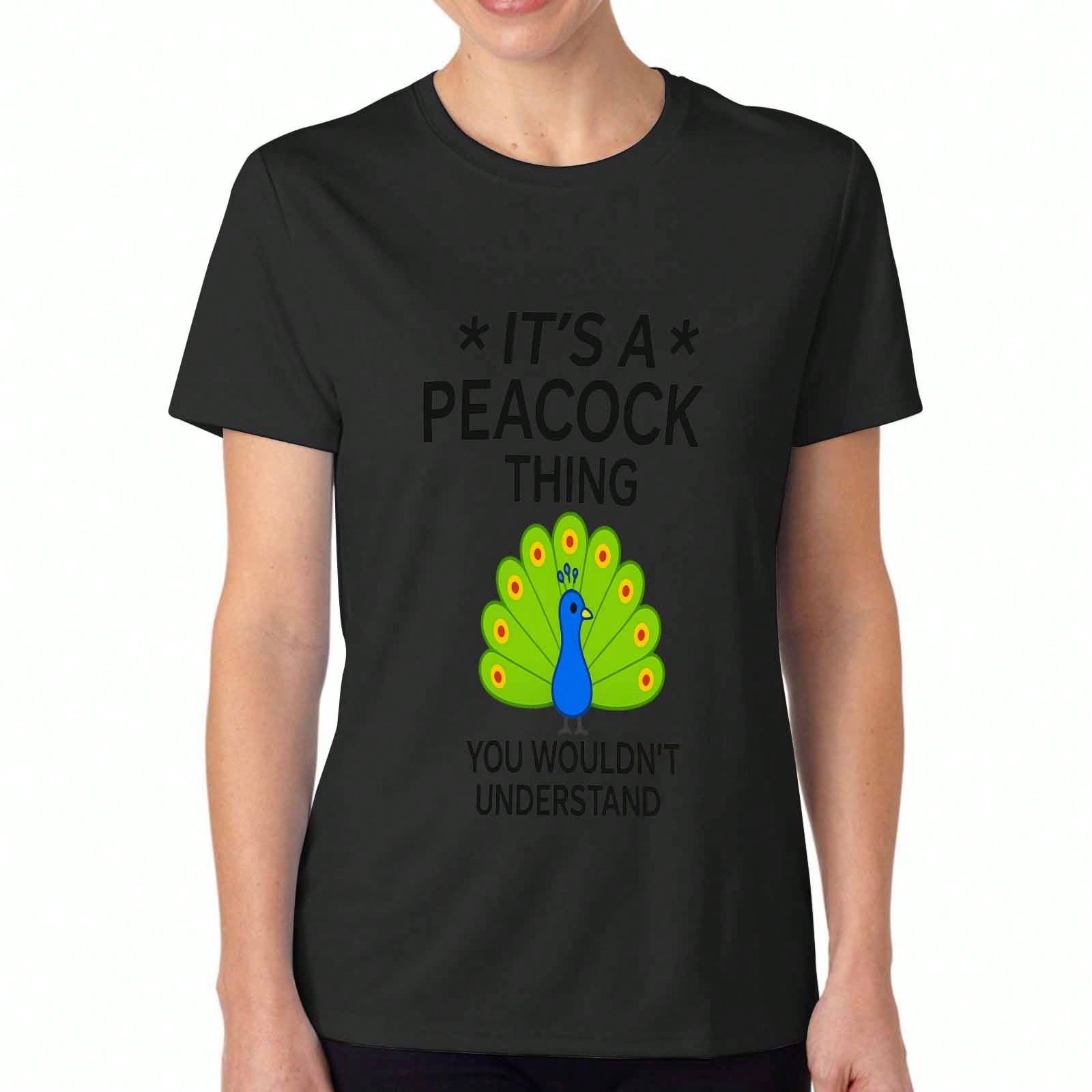 Peacock Ladies Cotton T Shirt, Pure Cotton Premium Print, Durable, Casual And Fashionable. Featuring A Vibrant Peacock Design With Colorful Feathers S разноцветный