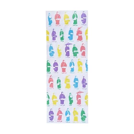 Flower Basket and Sumo Wrestler Tenugui Towel - YUKATA-TENUGUI - Cotton, Made in Japan, 90cm x 33cm
