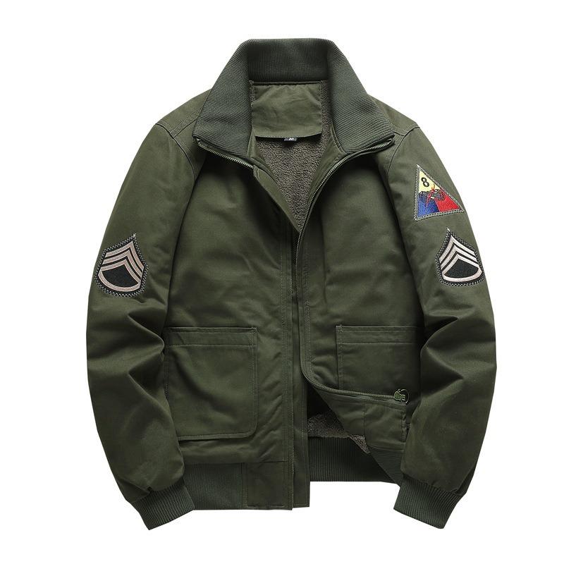 Winter jacket men's cotton fleece thickened casual jacket men's MA-1 tooling flight suit top