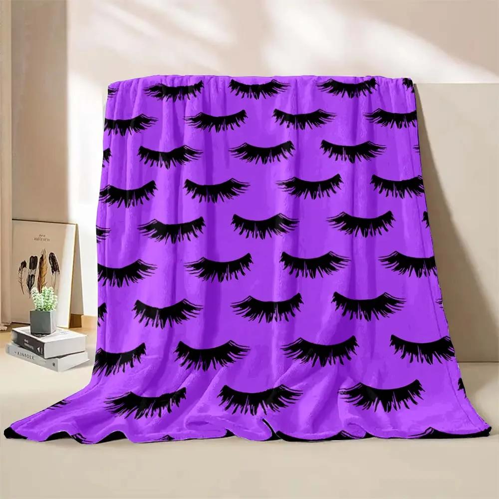 6 Sizes Cartoon Eyelashes Art Printed Believer Blanket Warm Soft and Comfortable Home Travel Blanket Office Sofa Blanket Gift