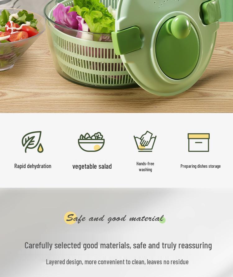 Handmatige Salade Spinner en Dehydrator voor Fruit en Groenten - Plastic Afdruip-Wasbak voor Keukengebruik