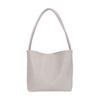 Damen gewebte PU-Eimertasche Minimalistische Umhänge-Handtasche für den täglichen lässigen Einkauf