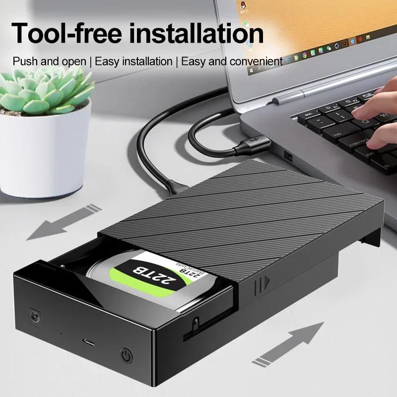 2.5/3.5 Inch HDD Case USB3.0 To SATA External Hard Drive Support 22TB Hard Drive Enclosure 5Gbps High Speed Adapter for PC Lapop