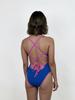 Solteu Deep Pink Blue Women'S One-Piece Reversible Tie-Back Swimsuit
