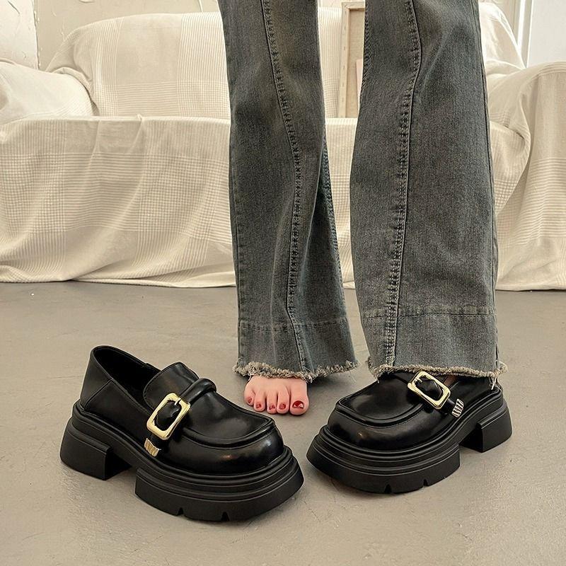 Woman Pumps Black with Medium Heels Round Toe Loafers Shoes for Women Platform Lastest Quick Delivery Footwear On Offer Y2k Shoe