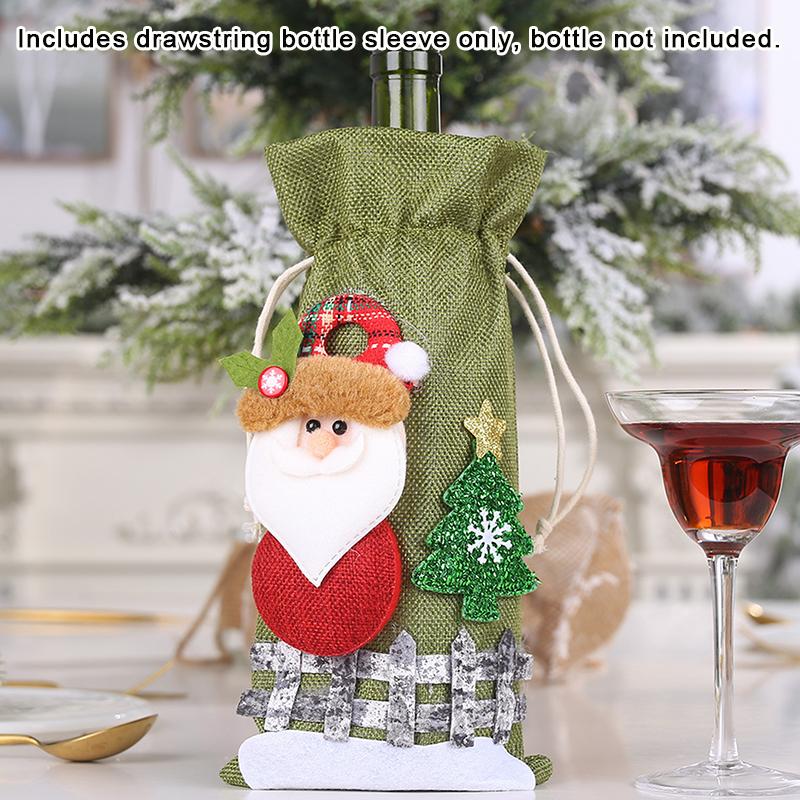 Christmas Wine Bottle Covers Bag Snowman Santa Claus Champagne Bottle Cover Sleeve Merry Christmas  Year Table Decorations
