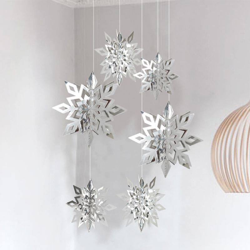 6/12pcs Colorful Paper Snowflake Pendant Paper Magic Three-dimensional String Six-piece Set