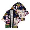 Chinese style 3D flower splicing creative cardigan seven-quarter sleeve cape kimono summer feather weaving home bathrobe pajamas men