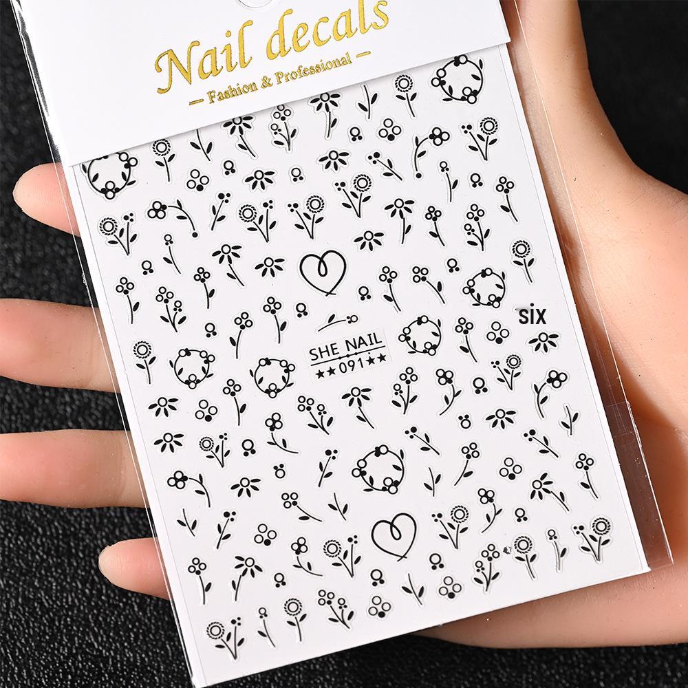 Best-Selling Japanese Aesthetic Laser Silver Heart Nail Stickers - Plant-Inspired Nail Art