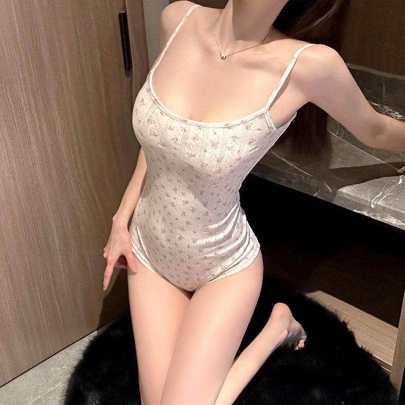 Pure Lust Sexy Female Floral Sweet Girl Suspender One-piece Erotic Underwear Sleeveless Shorts Spice Suit