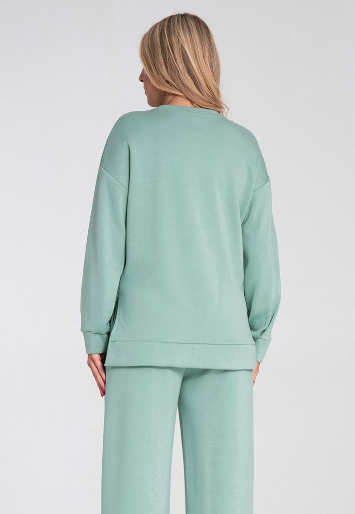 Women's Hoodie Without a Hood - Asymmetrical Women's Sweatshirt - Mint M1203 R. S/M