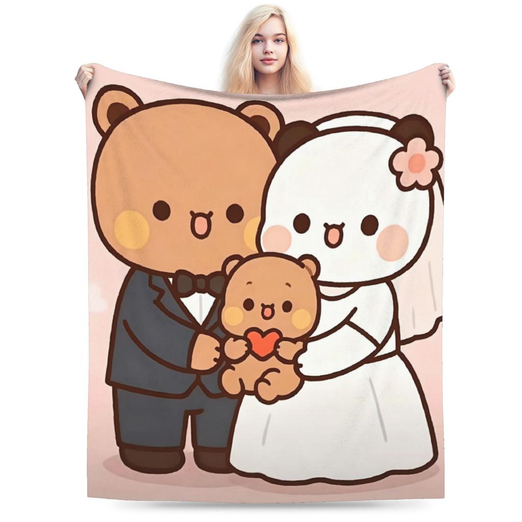 Cute Bear Bubu Dudu Fleece Blanket Novelty Throw Blankets For Home 150*125Cm Plush Thin Quilt