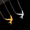 Fashion Simple Cute Golden Personalized Stainless Steel Bird Necklace Pendant Peace Dove Swallow Collarbone Chain