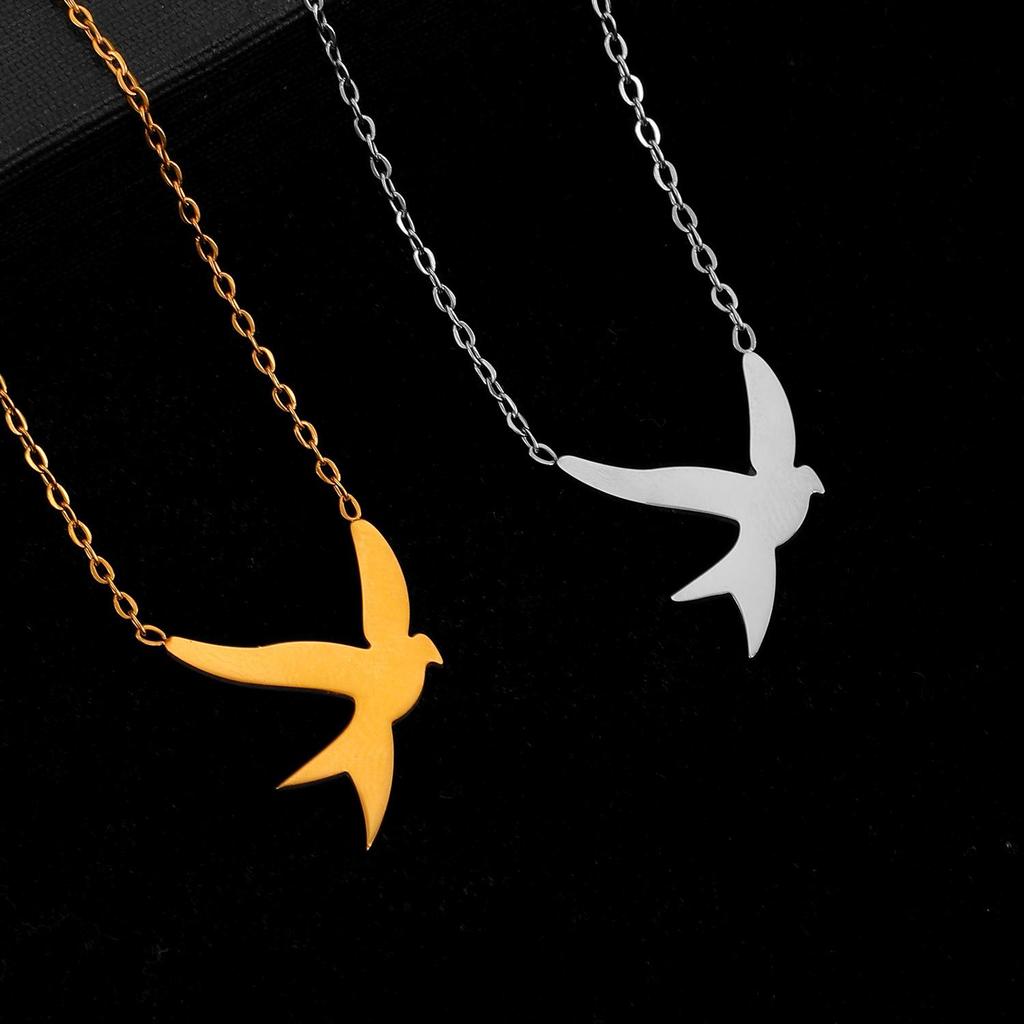 Fashion Simple Cute Golden Personalized Stainless Steel Bird Necklace Pendant Peace Dove Swallow Collarbone Chain