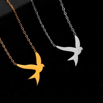 Fashion Simple Cute Golden Personalized Stainless Steel Bird Necklace Pendant Peace Dove Swallow Collarbone Chain