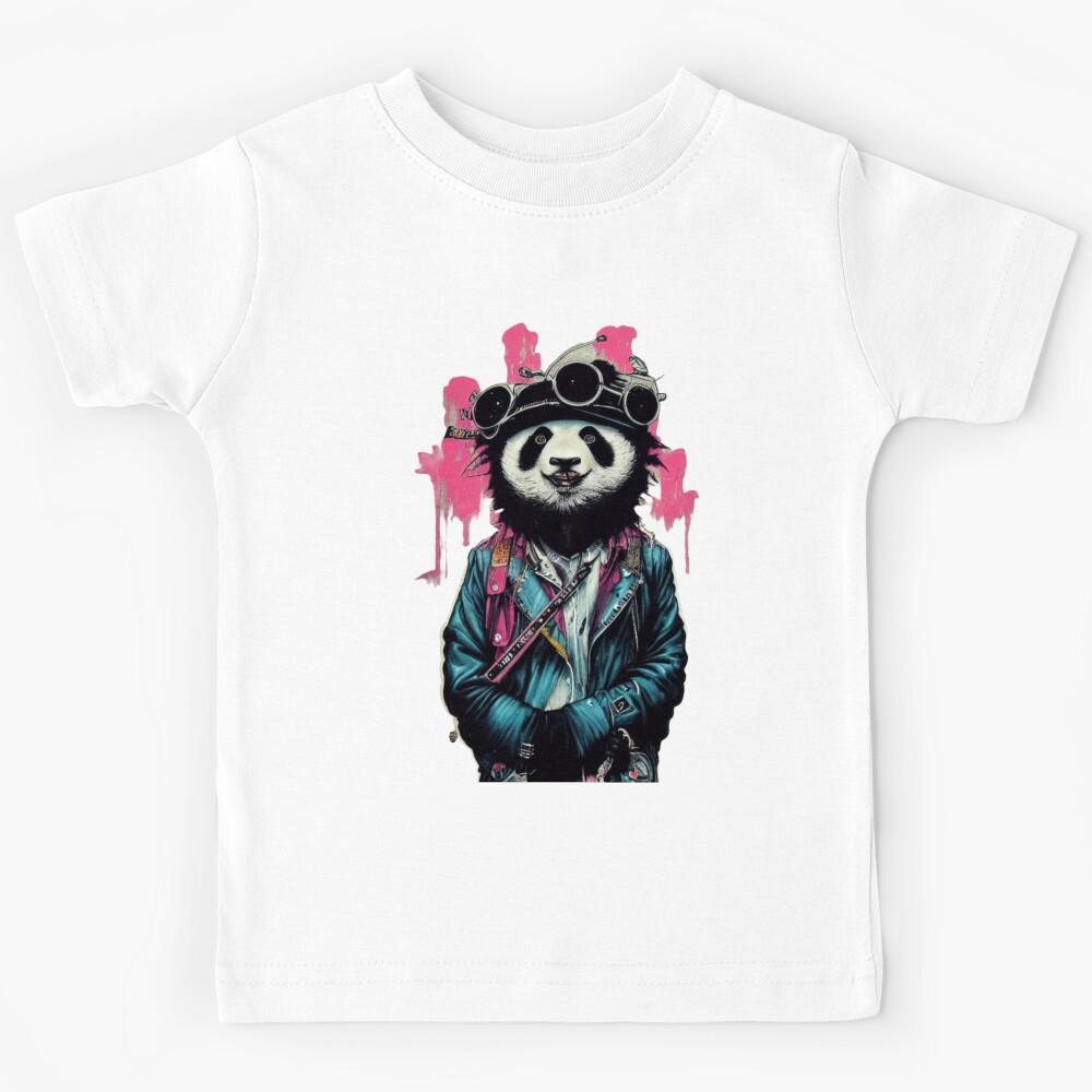 Punk Rock Pop Graffiti Panda Animal Kids T-Shirt 120