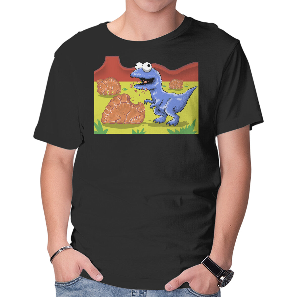 Unisex Crew Neck T-Shirt Jurassic Cookies Graphic Short Sleeve Casual Tee XXXL