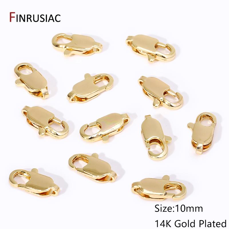 

14K Gold Plated Brass 10mm Oval Lobster Clasps With Open Jump Rings,Lobster Claw Clasps For DIY Jewelry Making Supplies Findings 10 pieces