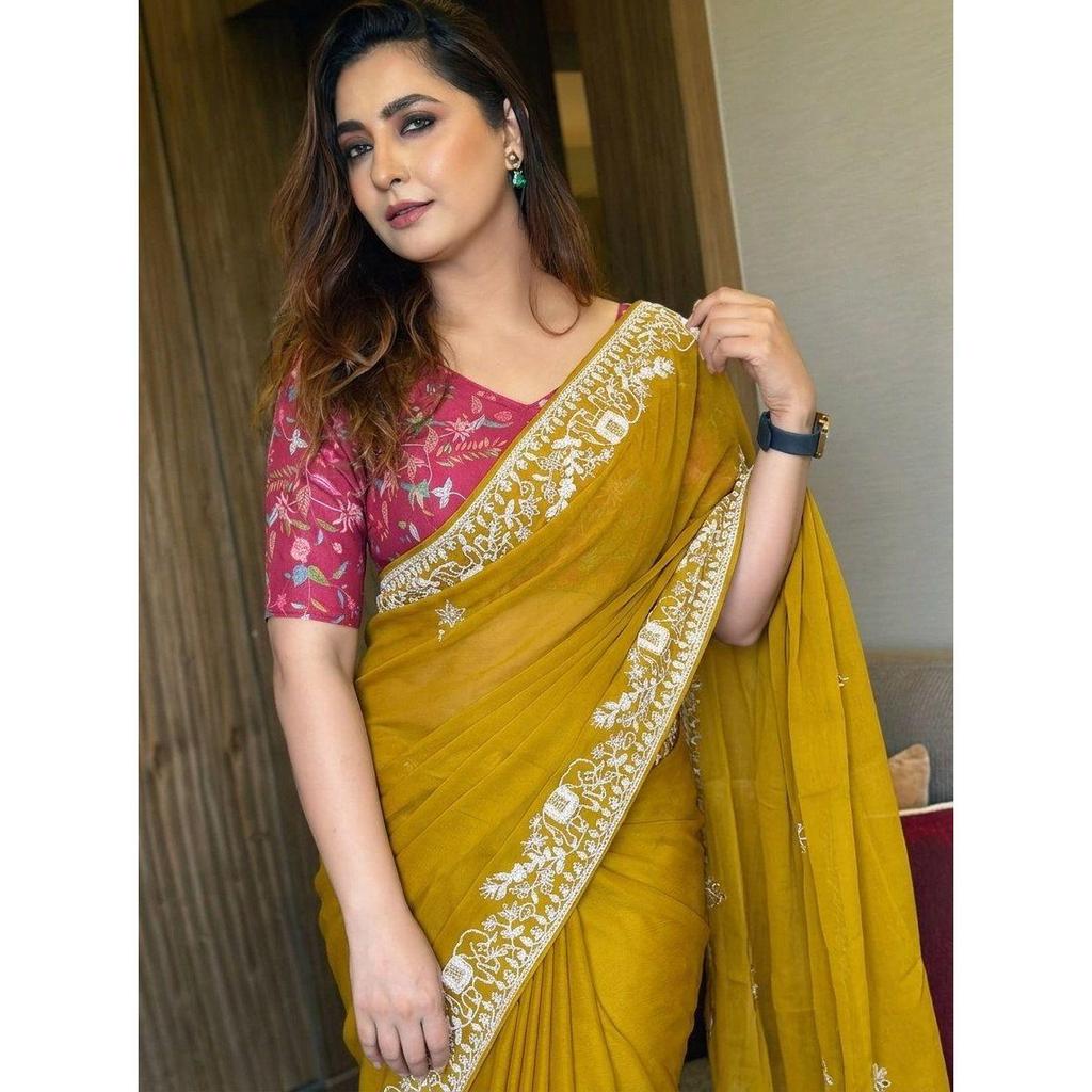 Party Wear Premium Rangoli Silk Saree – Elegant Wedding Collection with Embroidery Lace Border & Digital Print Blouse