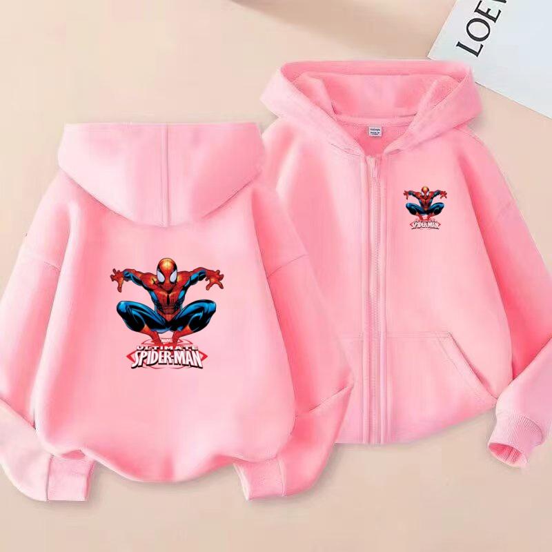 Children’s Zip-Up Jacket – Spider-Man Themed Hoodie for Boys and Girls (Ages 3–12) – Thickened Long-Sleeve Casual Outerwear for Autumn and Winter