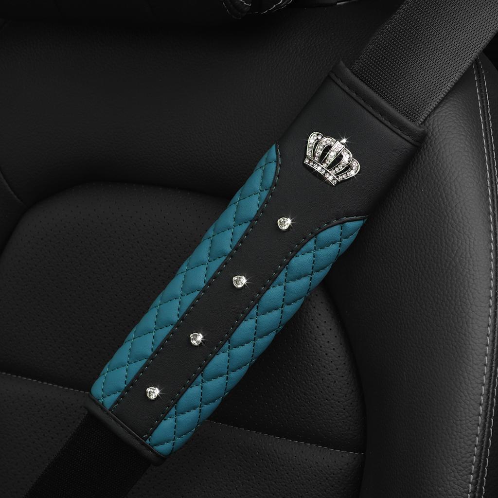 1 diamond-encrusted Blingbling metal crown Faux sheepskin automotive supplies Seat belt shoulder strap cover automotive supplies