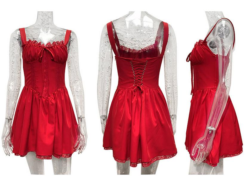 Frühling/Sommer 2025 Europäisches & Amerikanisches Damen-Mini-Kleid mit Spitze und Taillenbetonung