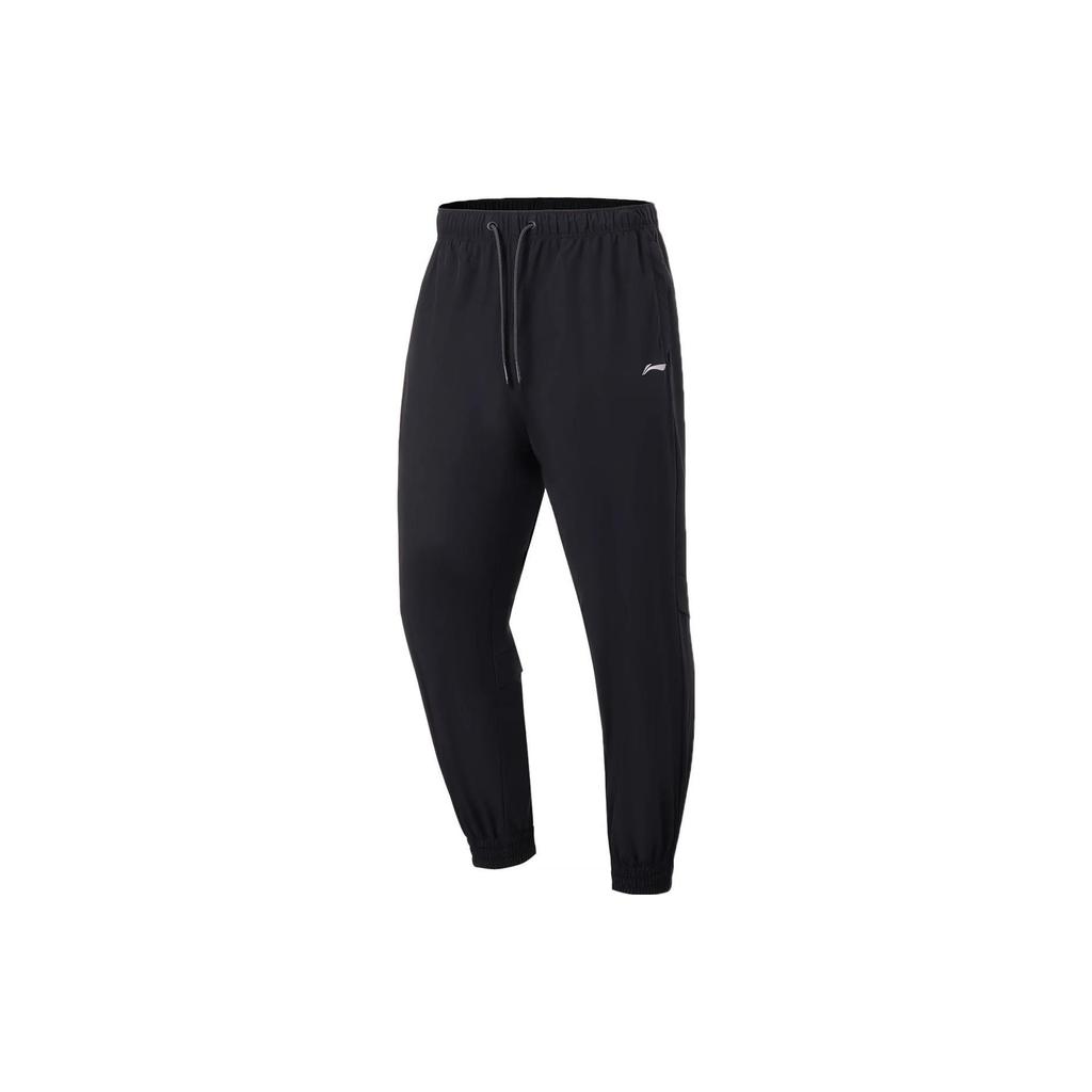 Li Ning Fitness Series Solid Color Reflective Knit Sports Pants Men Pants Black AYKT033-1
