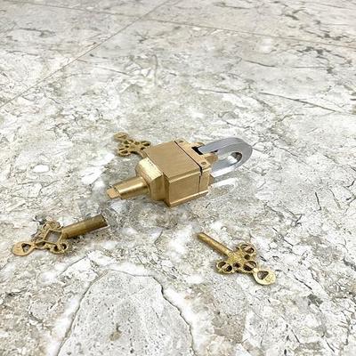 Handgefertigtes 3-Schlüssel-Puzzle Offenes Schloss Massives Messing Funktionierendes Paket Sicherheitsschloss