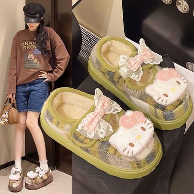 Cartoon Cute Kitten Velcro Cotton Shoes Women's Autumn and Winter Fashion Versatile and Comfortable Platform Muffin Cotton Shoes Women