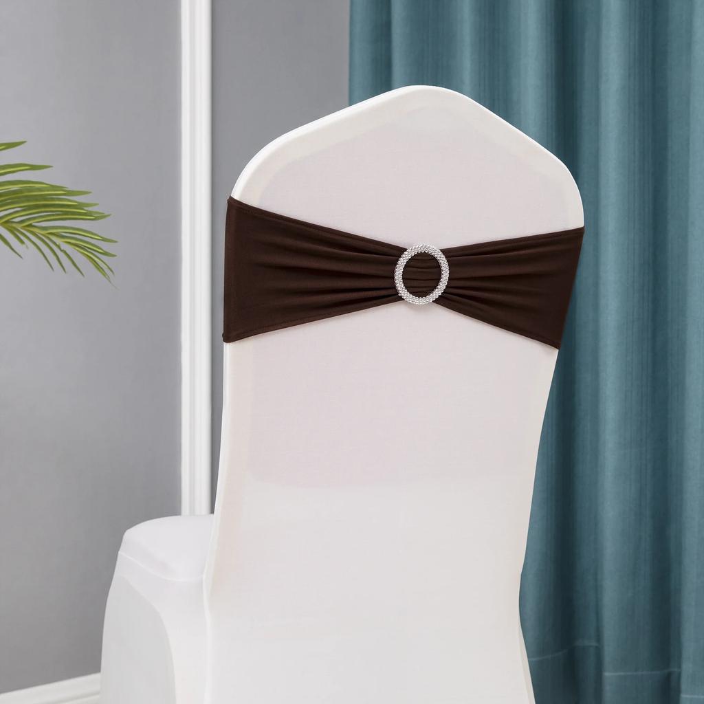 Chair Sashes Bows Wedding Lycra Chair Spandex Bands Stretch With Buckle For Chair Covers Decoration Party Dinner Banquet
