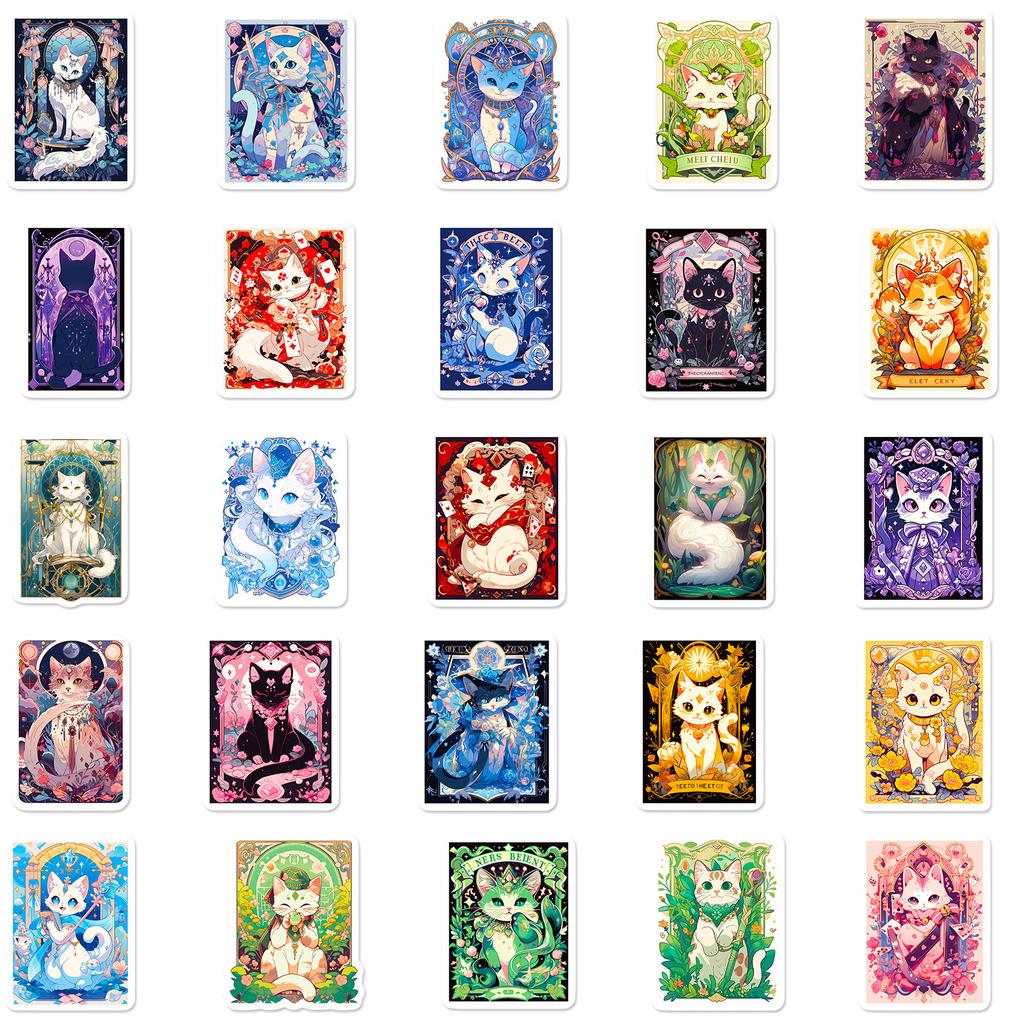 50 Cat Tarot Stickers Personalized Stickers Diy Skateboard Mobile Phone Cat Tarot Graffiti