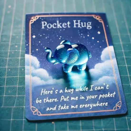 4/5Pcs Pocket Hug Animal with Positive Card Emotional Support Resin Animal Token Mini Turtle Penguin Frog Bear Elephant Statue Figurine Inspirational