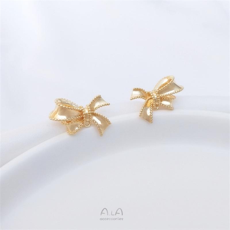 14K Gold-Filled & 925 Silver Needle Bow Stud Earrings with Jump Ring - Handmade Jewelry Accessories